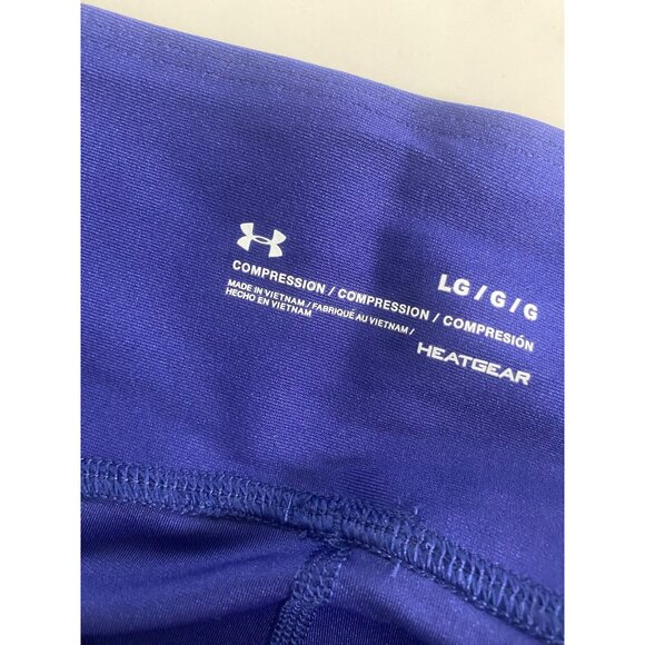 Under Armour HeatGear Compression Capri Leggings Women Size L Blue Yoga Gym - Picture 3 of 5